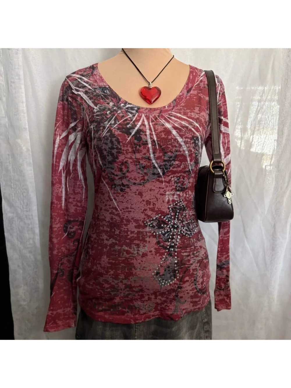 red sublimation grunge long sleeve
